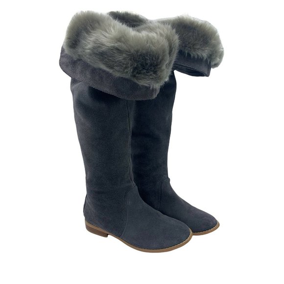 Colin Stuart Size 6 B Gray Suede Fur Lined Knee High Tall Boots - Picture 2 of 12